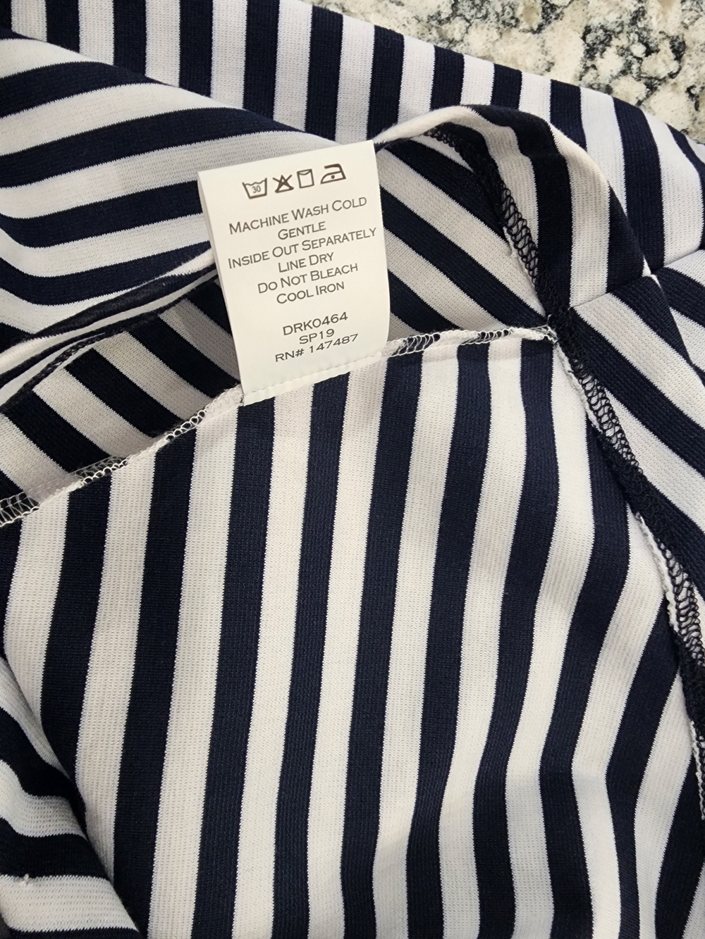 Draper James Navy & Pink Striped Fit-and-Flare A Line Dress - Picture 6 of 8